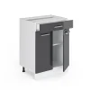 Vicco Meuble bas universel Anthracite Haute brillance 60cm avec tiroirs, sans PT
