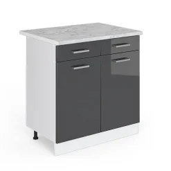 Vicco Meuble bas universel Anthracite Haute brillance 80cm avec tiroirs et portes, avec PT