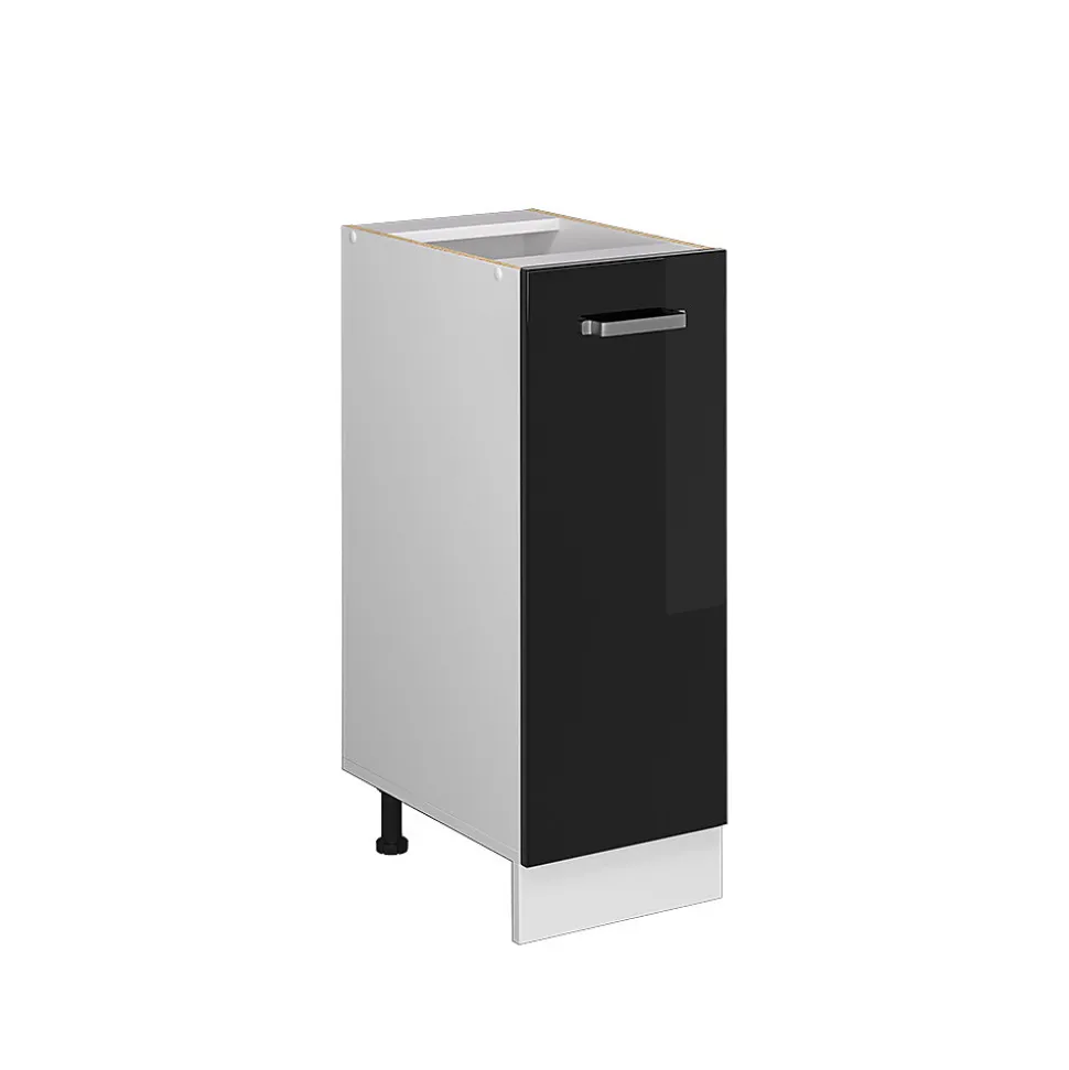 Vicco Meuble bas universel Noir Haute brillance 30cm avec porte, sans PT