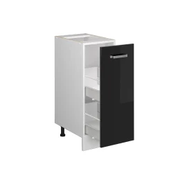 Vicco Meuble bas universel Noir Haute brillance 30cm avec porte, sans PT