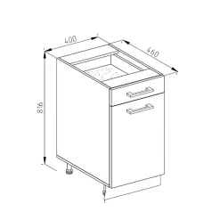 Vicco Meuble bas universel Sonoma 40cm avec tiroir, sans PT