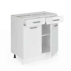 Vicco Meuble bas universel Blanc Haute brillance 80cm avec tiroirs et portes, sans PT