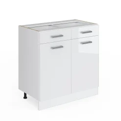 Vicco Meuble bas universel Blanc Haute brillance 80cm avec tiroirs et portes, sans PT