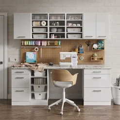 Vicco Meuble bas universel Blanc Haute brillance 80cm avec tiroirs et portes, sans PT