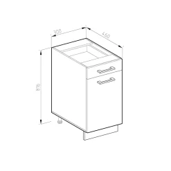 Vicco Meuble bas universel Gris 30cm avec tiroir, avec PT