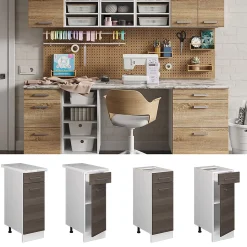 Vicco Meuble bas universel Gris 30cm avec tiroir, avec PT