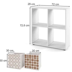Vicco Meuble de rangement cube Blanc 72.6x72cm avec 4 boxes pliants opt.2