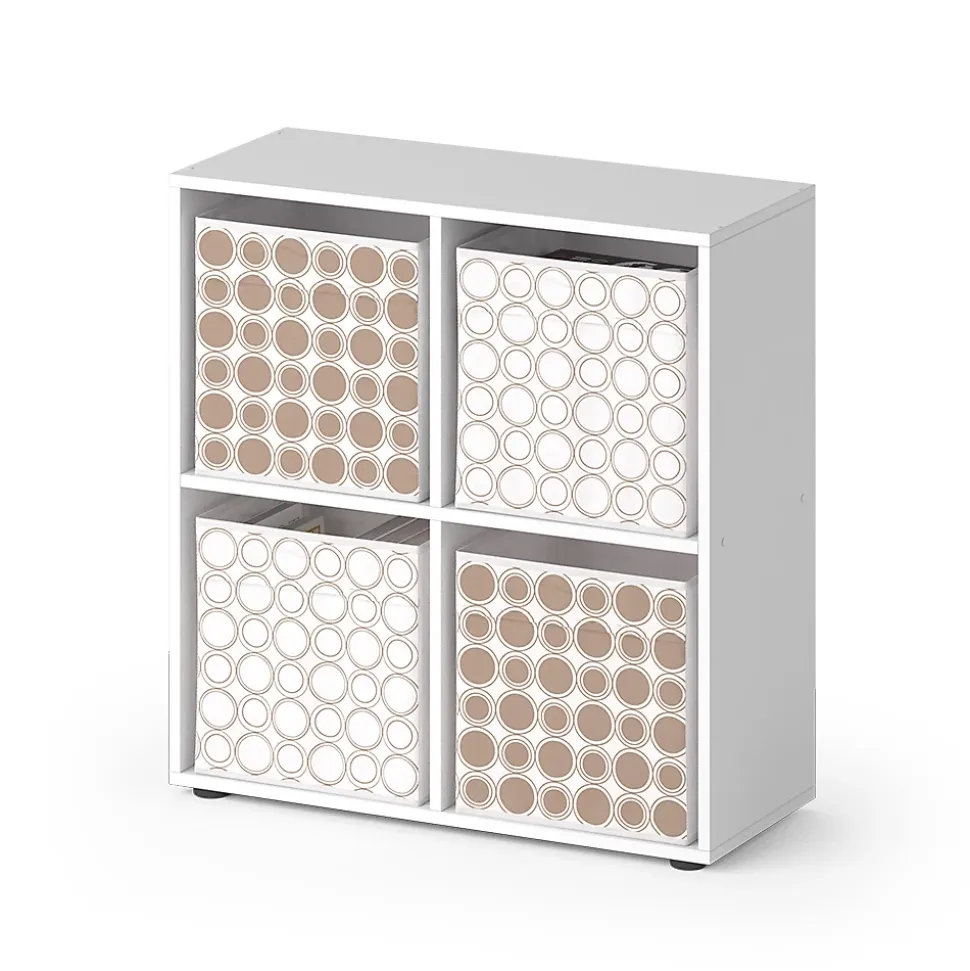 Vicco Meuble de rangement cube Blanc 72.6x72cm avec 4 boxes pliants opt.2