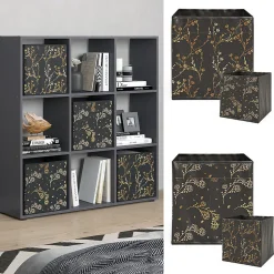 Vicco Meuble de rangement cube Noir 104x108cm avec 4 boxes pliants opt.2