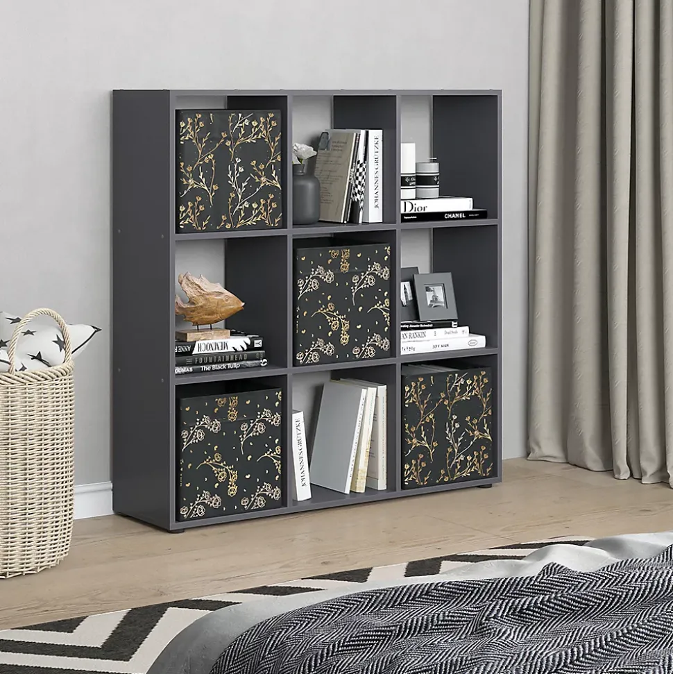Vicco Meuble de rangement cube Noir 104x108cm avec 4 boxes pliants opt.2