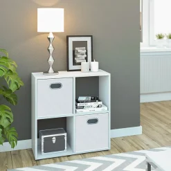 Vicco Meuble de rangement cube Blanc 72.6x72cm