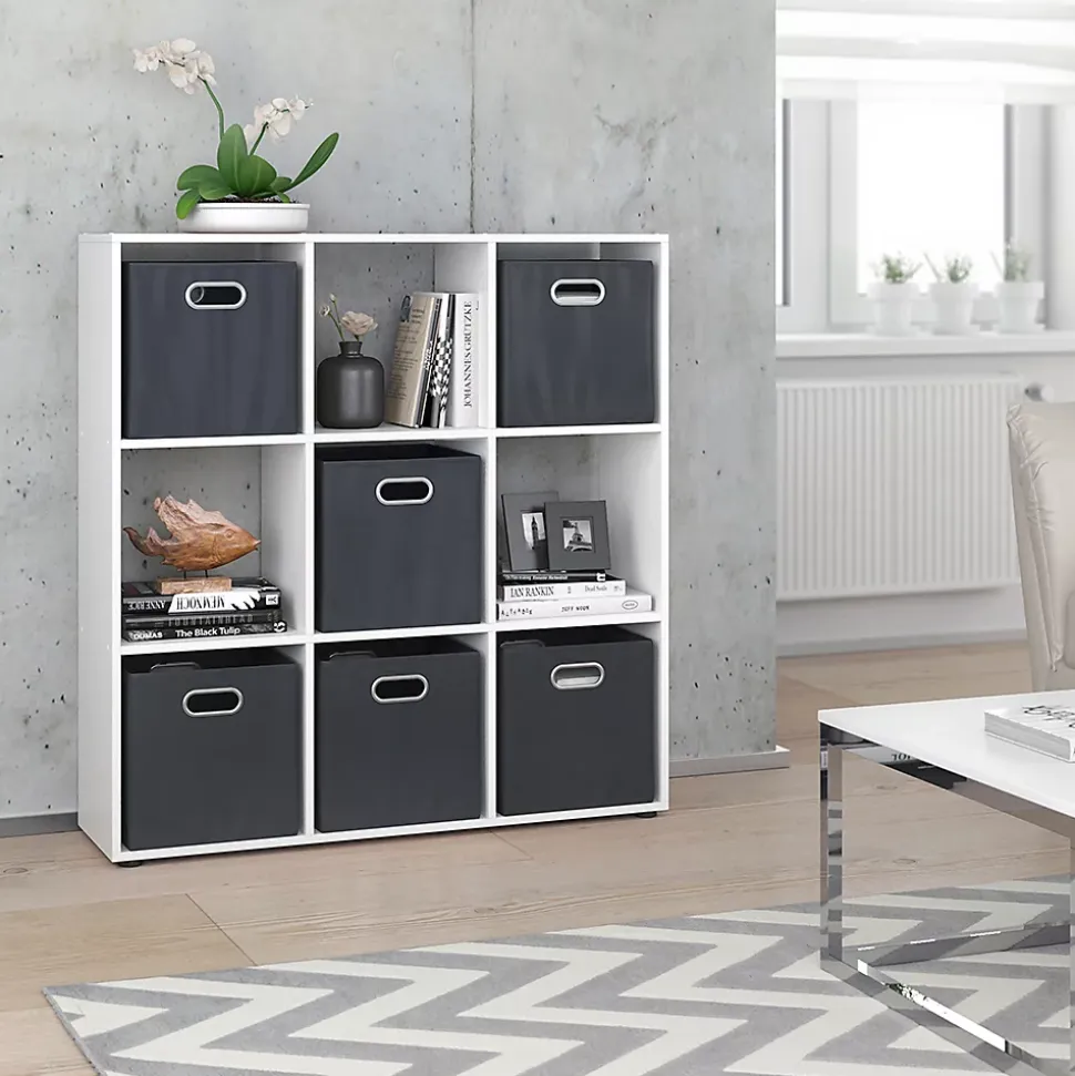Vicco Meuble de rangement cube Blanc 104x108cm avec 6 boîtes pliantes