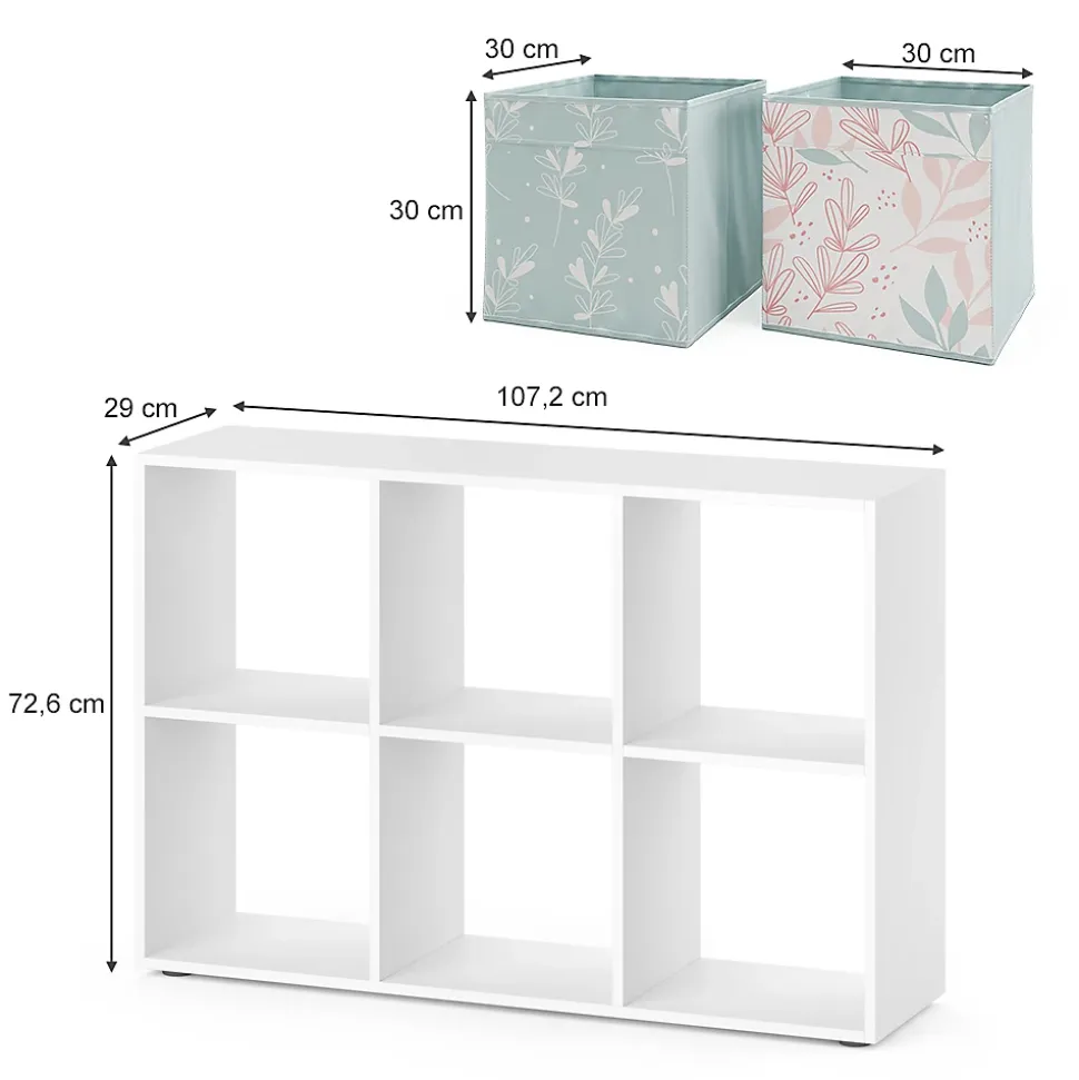 Vicco Meuble de rangement cube Blanc 72x107.8cm avec 4 boxes pliants opt.2