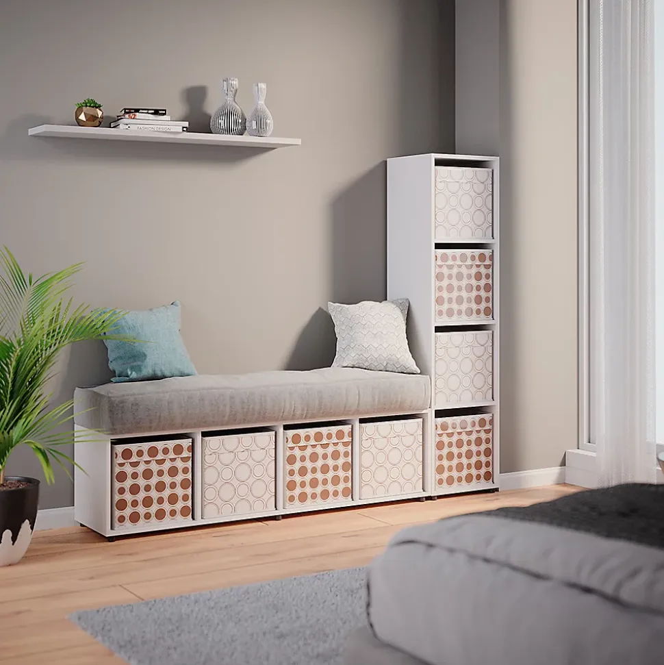 Vicco Meuble de rangement Blanc 142.5x36.2cm avec 2 boxes pliants opt.1