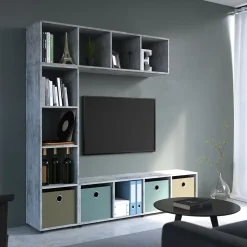 Vicco Meuble de rangement cube Gris 142.5x36.2cm