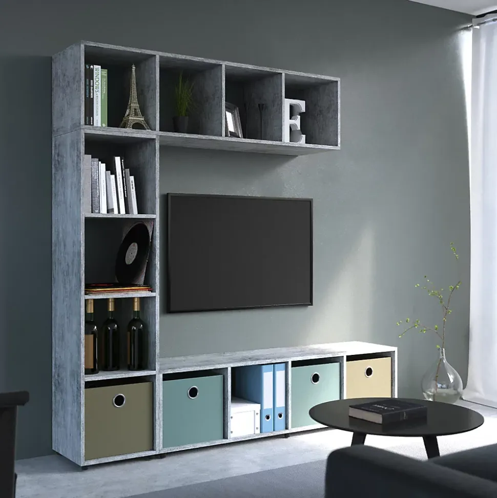 Vicco Meuble de rangement cube Gris 142.5x36.2cm