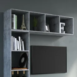 Vicco Meuble de rangement cube Gris 142.5x36.2cm