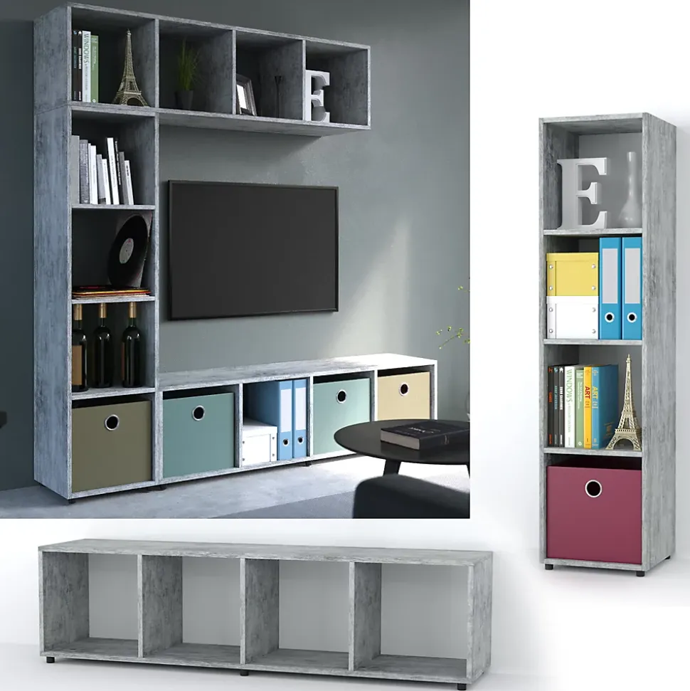 Vicco Meuble de rangement cube Gris 142.5x36.2cm