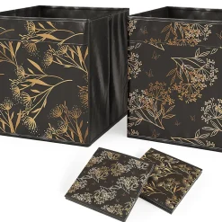 Vicco Meuble de rangement Noir 142.5x36.2cm avec 2 boxes pliants opt.1
