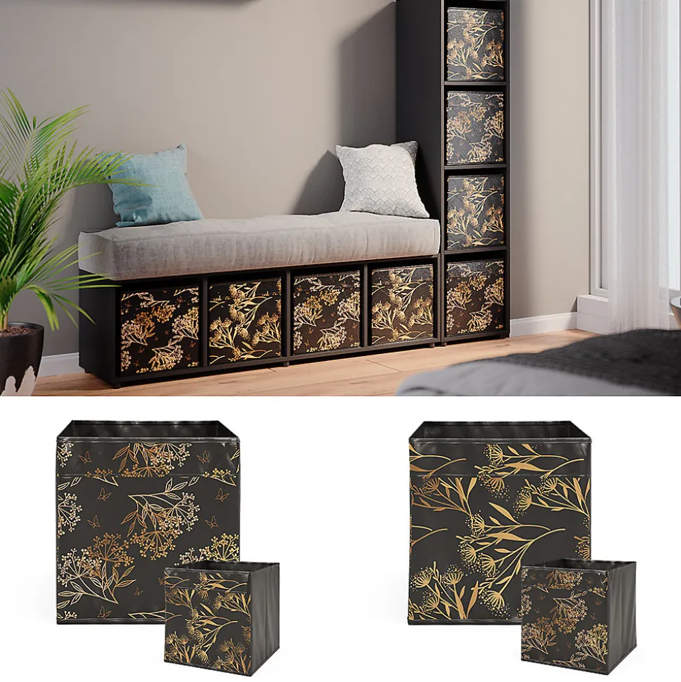 Vicco Meuble de rangement Noir 142.5x36.2cm avec 2 boxes pliants opt.1