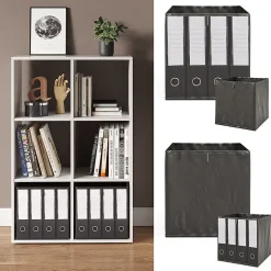 Vicco Meuble de rangement cube Blanc 72x107.8cm avec 2 boxes pliants