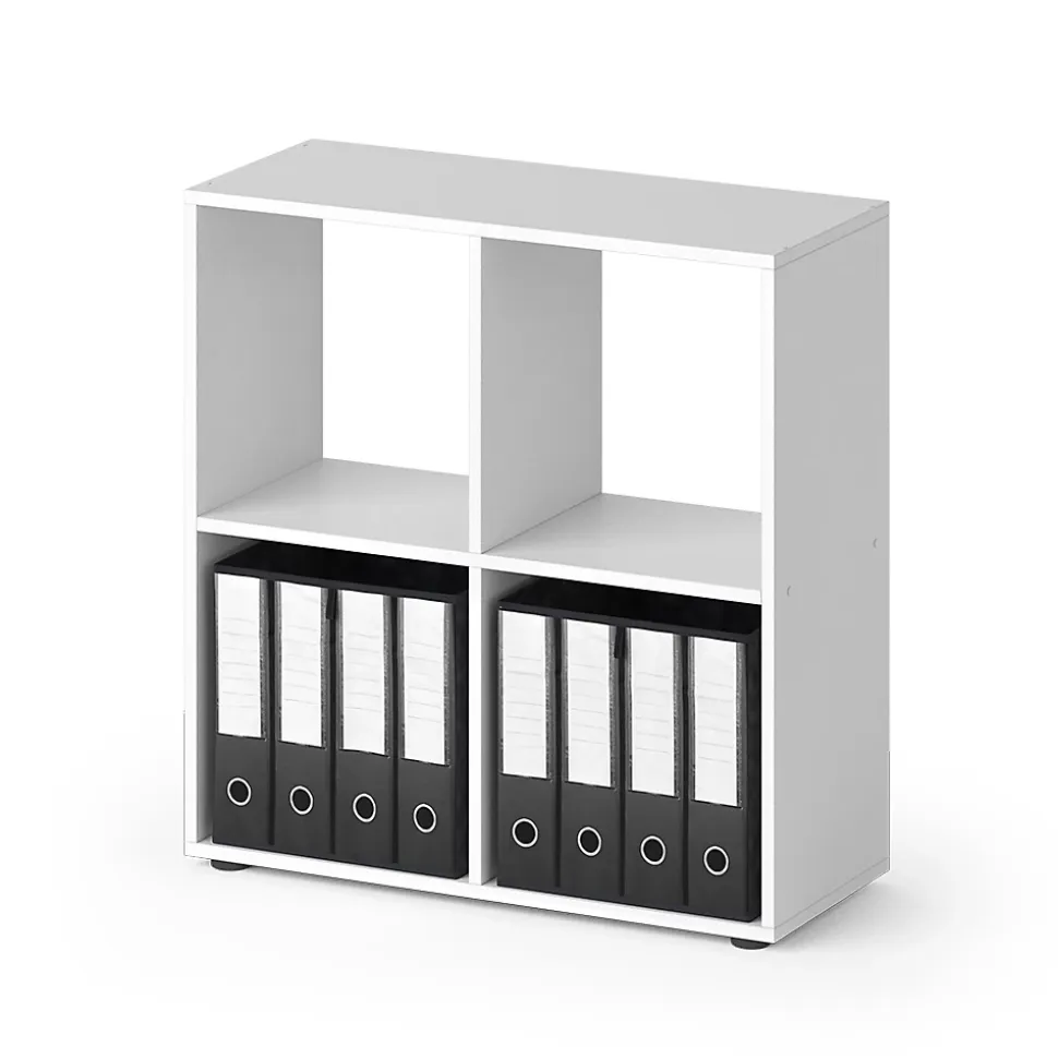 Vicco Meuble de rangement cube Blanc 72.6x72cm avec 2 boxes pliants