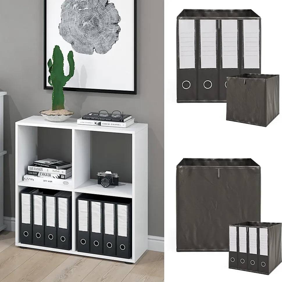 Vicco Meuble de rangement cube Blanc 72.6x72cm avec 2 boxes pliants