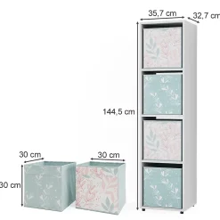 Vicco Meuble de rangement Blanc 142.5x36.2cm avec 2 boxes pliants opt.2