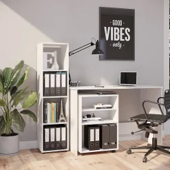Vicco Meuble de rangement Blanc 142.5x36.2cm avec 2 boxes pliants opt.3