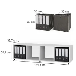 Vicco Meuble de rangement Blanc 142.5x36.2cm avec 2 boxes pliants opt.3