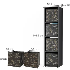 Vicco Meuble de rangement Noir 142.5x36.2cm avec 2 boxes pliants opt.2