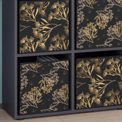 Vicco Meuble de rangement cube Noir 72.6x72cm avec 4 boîtes pliantes opt.1