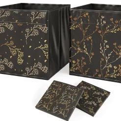 Vicco Meuble de rangement cube Noir 72.6x72cm avec 4 boxes pliants opt.2