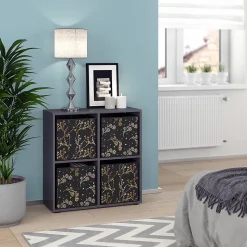 Vicco Meuble de rangement cube Noir 72.6x72cm avec 4 boxes pliants opt.2
