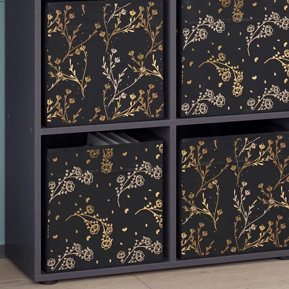 Vicco Meuble de rangement cube Noir 72.6x72cm avec 4 boxes pliants opt.2