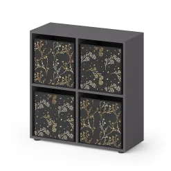 Vicco Meuble de rangement cube Noir 72.6x72cm avec 4 boxes pliants opt.2