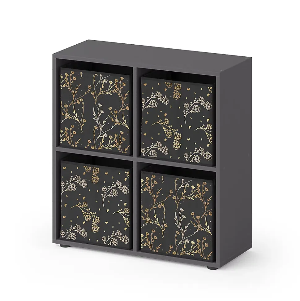 Vicco Meuble de rangement cube Noir 72.6x72cm avec 4 boxes pliants opt.2