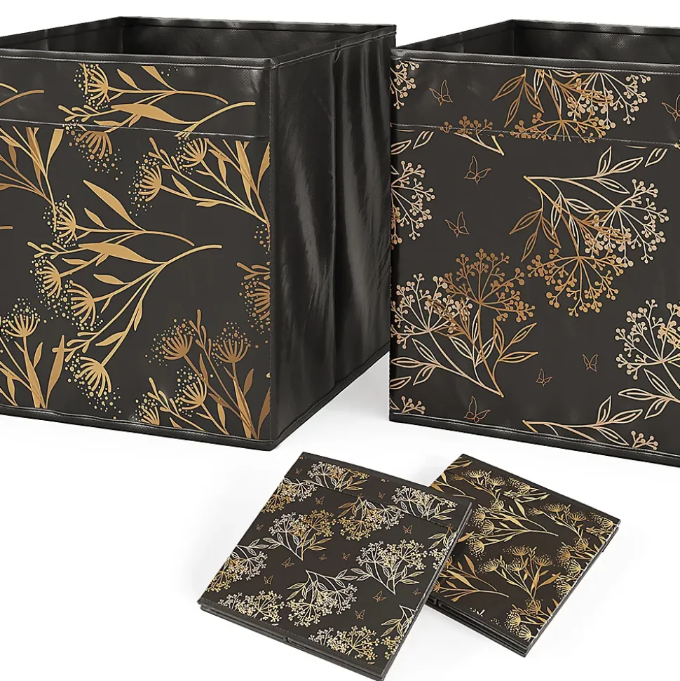 Vicco Meuble de rangement cube Noir 104x108cm avec 4 boîtes pliantes opt.1