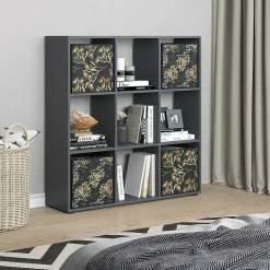 Vicco Meuble de rangement cube Noir 104x108cm avec 4 boîtes pliantes opt.1