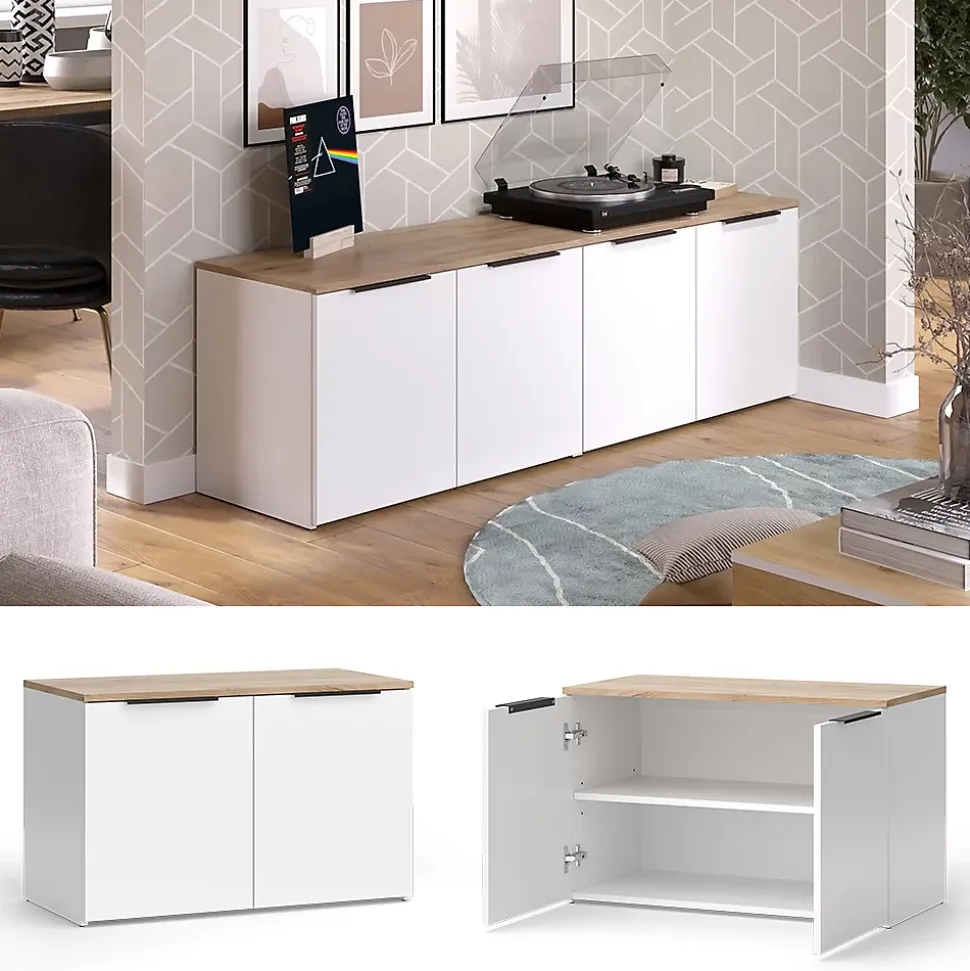 Vicco Meuble-paroi Blanc/Sonoma 2 pièces