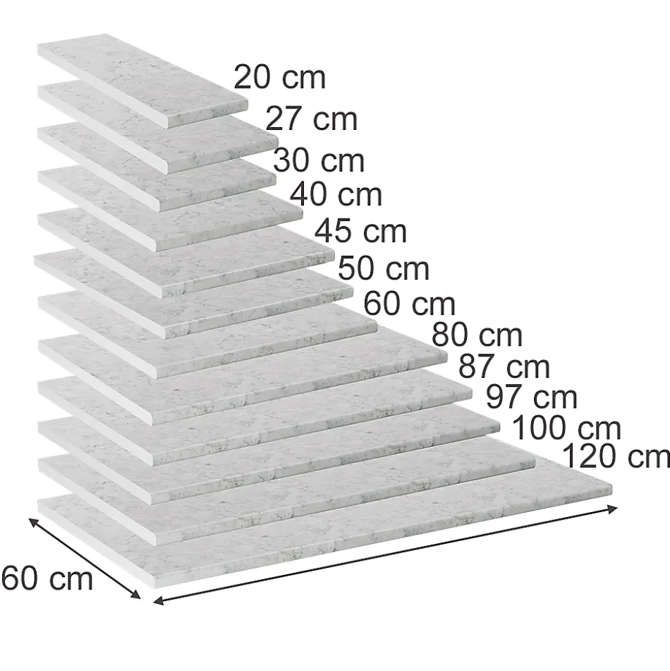 Vicco Plan de travail cuisine Marbre blanc 50cm