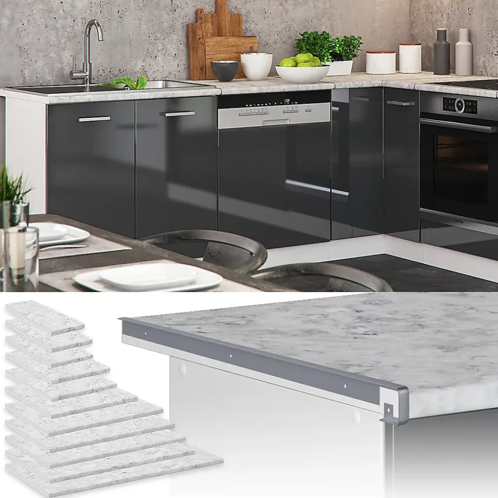 Vicco Plan de travail cuisine Marbre blanc 80cm