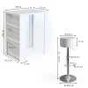 Vicco Set de table de bar Blanc 57x80cm avec 2 tabourets de bar
