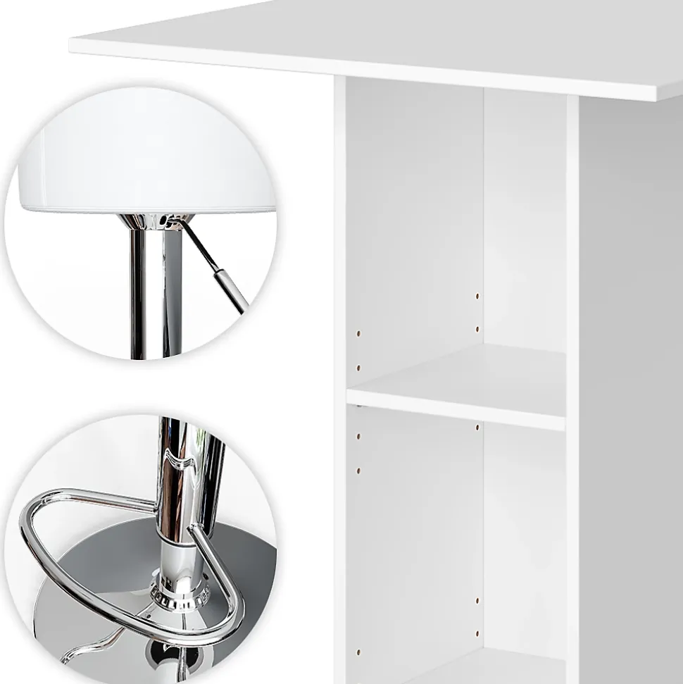 Vicco Set de table de bar Blanc 70x70cm avec 2 tabourets de bar