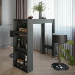 Vicco Set de table de bar Anthracite 45x110cm avec 2 tabourets de bar