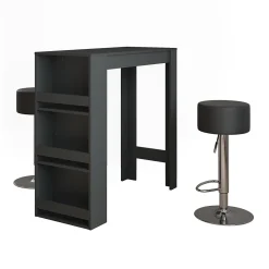 Vicco Set de table de bar Anthracite 45x110cm avec 2 tabourets de bar