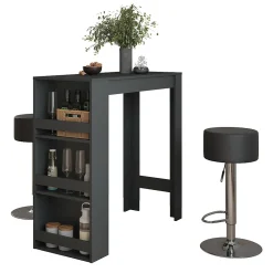Vicco Set de table de bar Anthracite 45x110cm avec 2 tabourets de bar