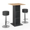 Vicco Set de table de bar Anthracite 70x70cm avec 2 tabourets de bar