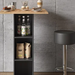 Vicco Set de table de bar Anthracite 70x70cm avec 2 tabourets de bar