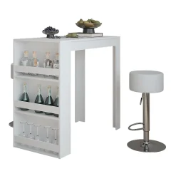 Vicco Set de table de bar Blanc 57x117cm avec 2 tabourets de bar